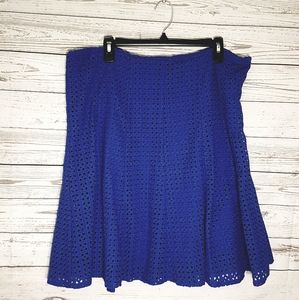 Blue Knit Pleated Aline Skirt Plus SZ 16